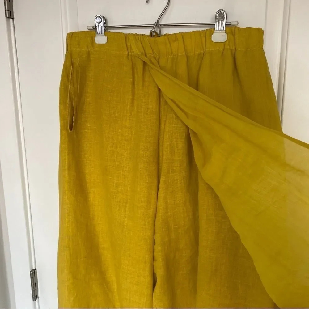NWOT Banana Blue Aliana Linen Mustard Yellow Pants - Picture 5 of 12